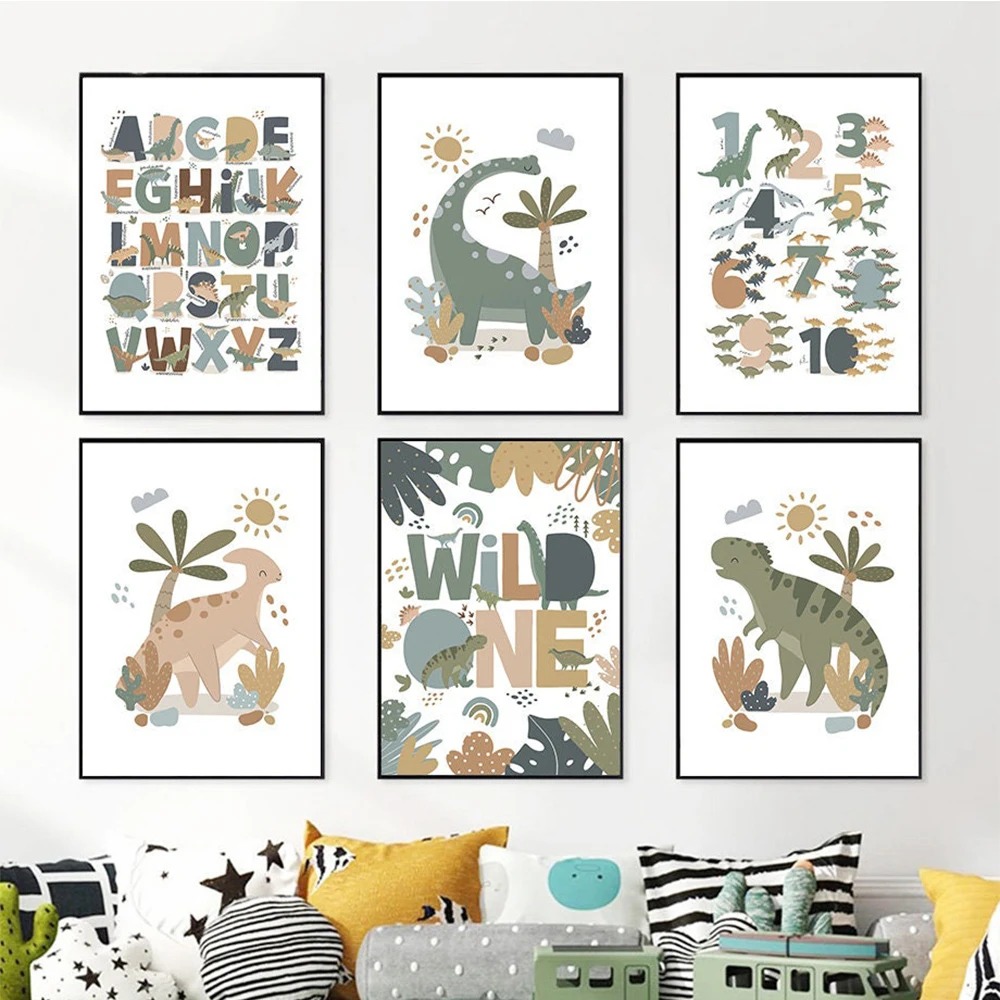 Nordic Cute Baby Dinosaur Wall - đánh giá và giá Kids No Education