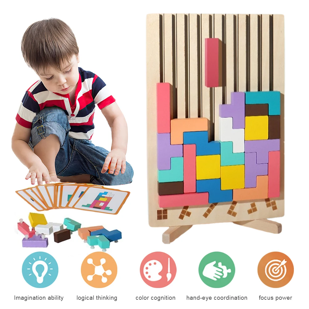 3D Wooden Tetris Puzzle - Kids - đánh giá và giá Kids Education Level